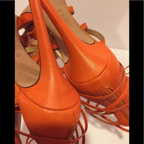 Herve Leger Talor strappy sandals heels orange 37 - Picture 6 of 8